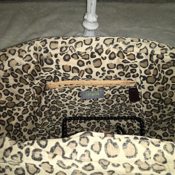 Carpisa Straw Leopard Lined Summer Bag - Picture 13 of 15